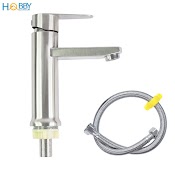 Vòi Rửa Mặt Lavabo Lạnh Inox 304 Hobby Home Decor Lbl5 Kèm Dây Cấp Lạnh 60Cm - Không Rỉ Sét