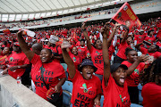 EFF supporters during the's party election manifesto launch at Moses Mabhida Stadium in Durban on Saturday.