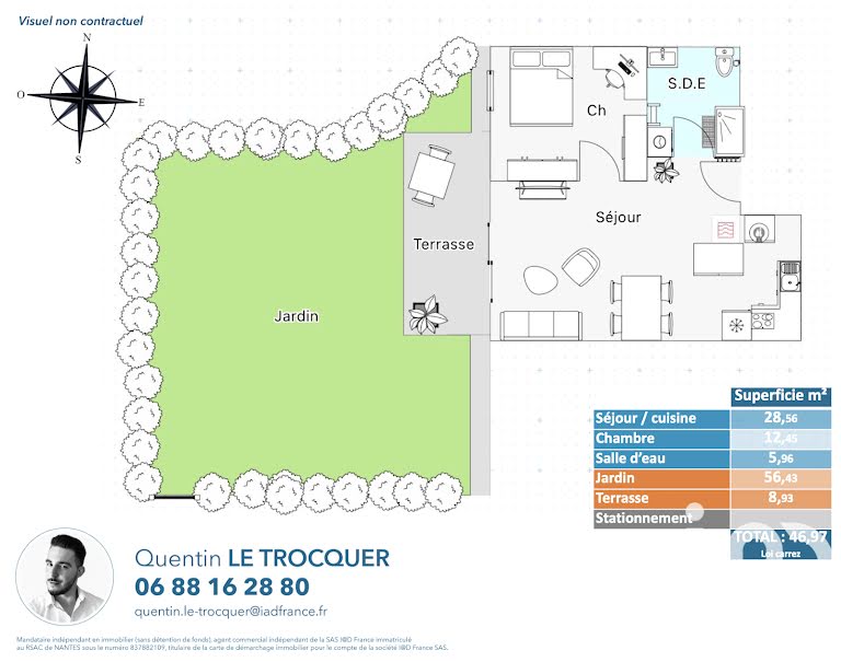 Vente appartement 2 pièces 47 m² à Sautron (44880), 230 000 €