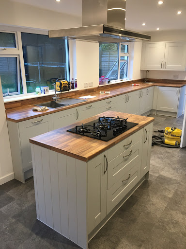 we removed the kitchen & supporting wall, fitted Rsj and new kitchen with Karnden flooring