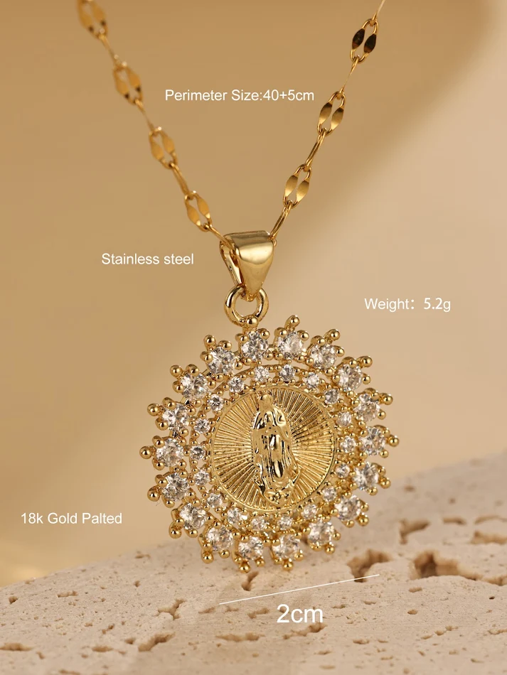 Pendentif Collier Vierge Marie avec Chaîne de Clavicule, Design de Mode de Niche. Collier de luxe léger et polyvalent pour femmes.