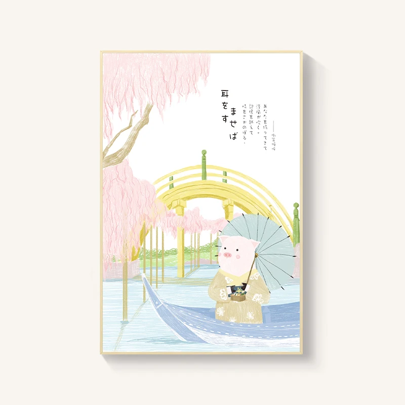 Décoration de chambre japonaise peinture murale paysage de fleurs de cerisier pour restaurant, chambre à coucher ou restaurant de sushis.