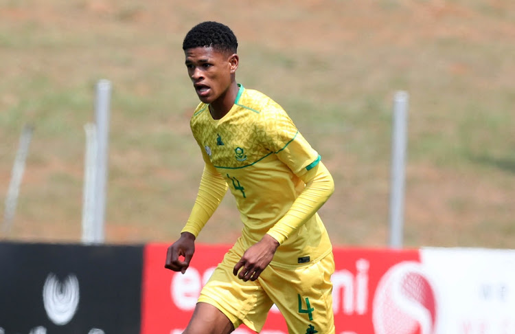 Oshwin Andries plays for South Africa Under-20 during in the 2022 Cosafa Cup semifinals agaist Mozambique and South Africa at Somhlolo National Stadium in Lobamba Eswatini on October 14 2022.