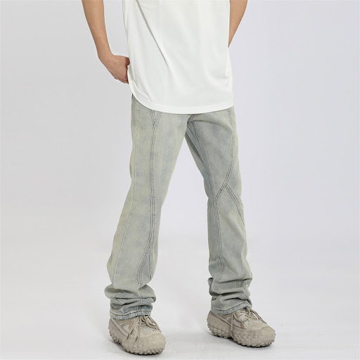 Title 12, Washed Bright White Straight Jeans for Men. Exp...