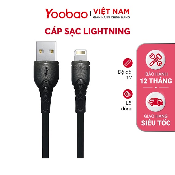 [Mã Bmlt35 Giảm Đến 35K] Dây Cáp Sạc Cho Iphone Ipad Đầu Lightning Yoobao C4 Dài 1M - Hàng Chính Hãng