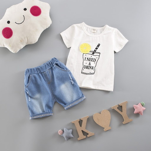 Title 1, Boys Summer Casual T-shirt Cowboy Suit Set Kids...