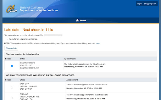 DMV Appointement Checker