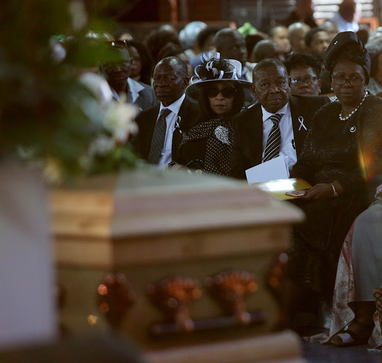 Blade Nzimande, his sister Mano and wife Phumelele at their mother's funeral, Adelaide Nzimande in Pietermaritzburg.