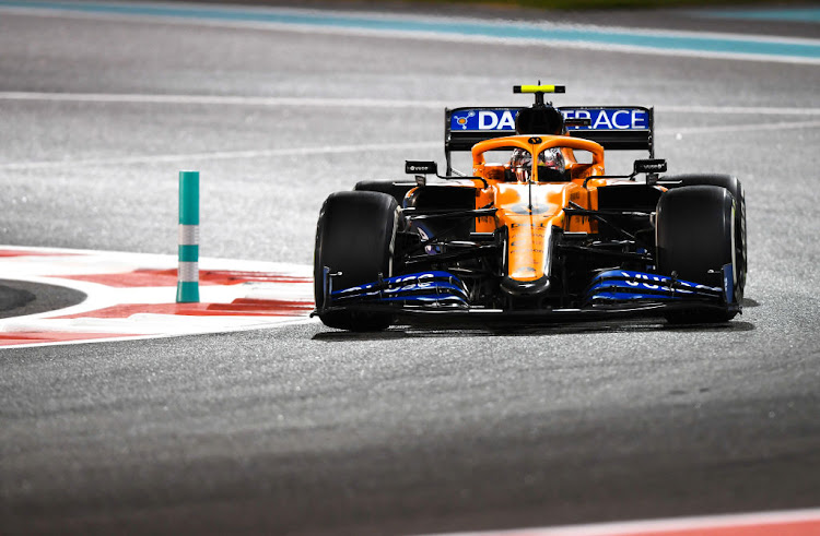 Lando Norris of Great Britain driving the (4) McLaren F1 Team MCL35 Renault during the F1 Grand Prix of Abu Dhabi at Yas Marina Circuit on December 13 2020 in Abu Dhabi.