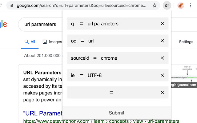 URL Params Editor chrome extension