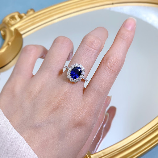 Title 8, Classic Artificial Sapphire Oval 79 Zircon Ring...