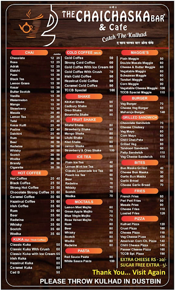 The Chai chaska bar and cafe menu 