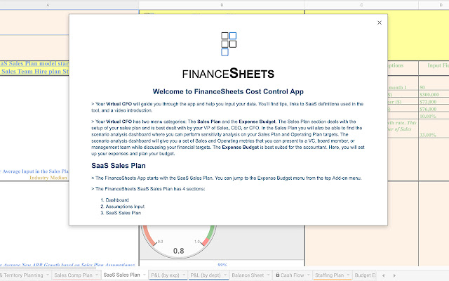 Screenshot of FinanceSheets