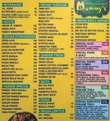 Mummy's Kitchen menu 