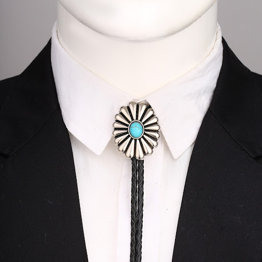 Title 2, Celtic Pattern Turquoise Agate Bolo Tie Enhance...