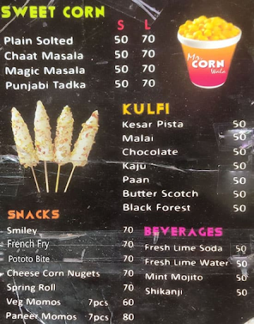 Mr. Corn Wala menu 