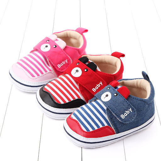 Title 8, Baby stripe cartoon casual Velcro walking shoes...
