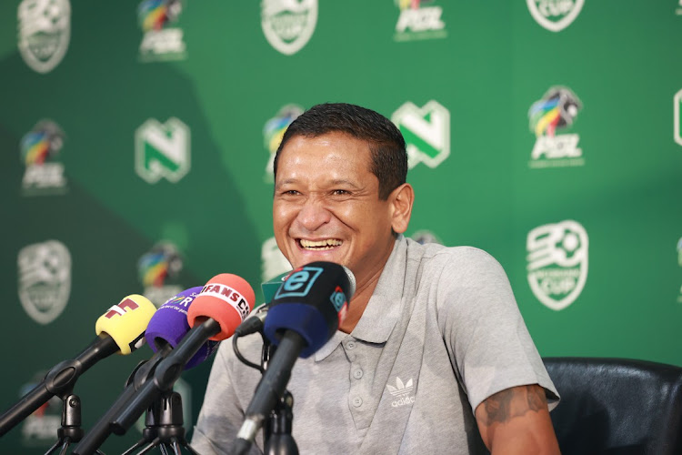 The coach of La Masia, Daine Klate, during the 2024 Nedbank Cup Last 32 press conference at the PSL headquarters in Joburg.