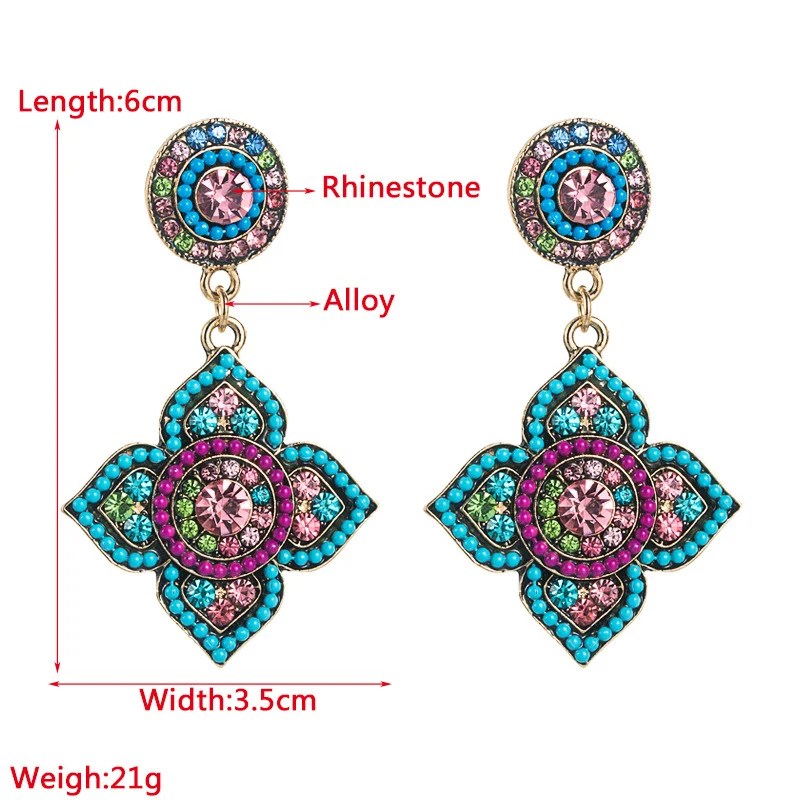 Boucles d'oreilles fleurs magnifiques en cristal coloré de haute qualité, style palais, parfaites pour sublimer votre look avec élégance.