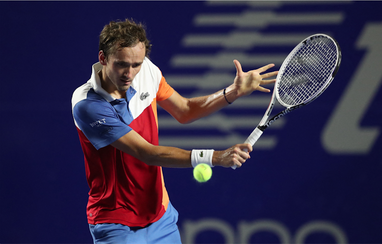 Russia's Daniil Medvedev in action during the ATP 500 - Abierto Mexicano semifinal match against Spain's Rafael Nadal