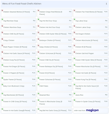 Fun Food Feast Chell's Kitchen menu 
