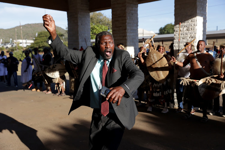 Prince Vanana leads Amabutho during the annual Umkhosi Wesivivane at KwaKhangela Royal Palace.