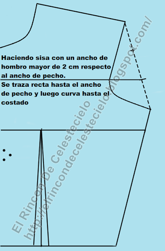 Trazando sisa con ancho de pecho angosto en patrón de corpiño delantero