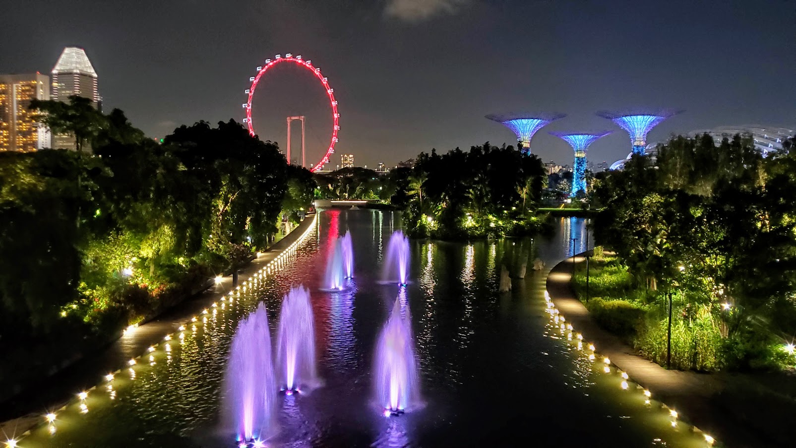 Guide to visiting Gardens by the Bay in Singapore: Supertree Grove in the evening