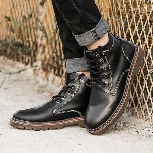 Title 2, Vintage Mens Leather Boots Work High-top Shoes...