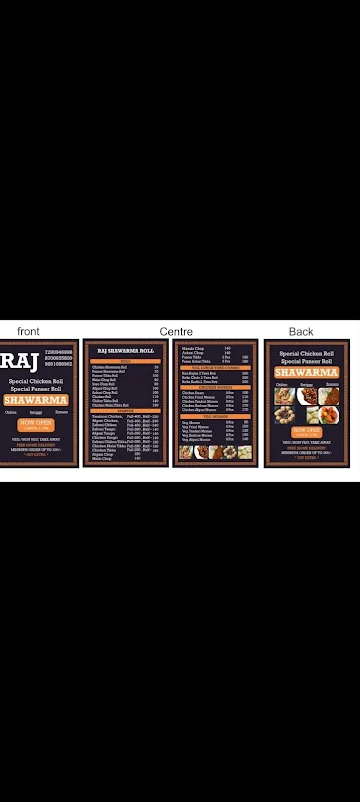 Raj Shawarma menu 