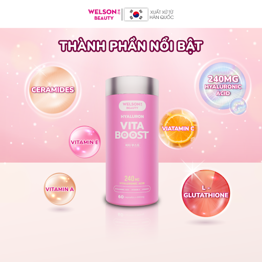 Viên uống WELSON BEAUTY Hyaluron Vita Boost 240mg (Hộp 60 viên)