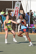 Shongile Hlungwana of Tshwane shields the ball from Bojanala's Simone Moller. 