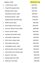 Cake Delights menu 1