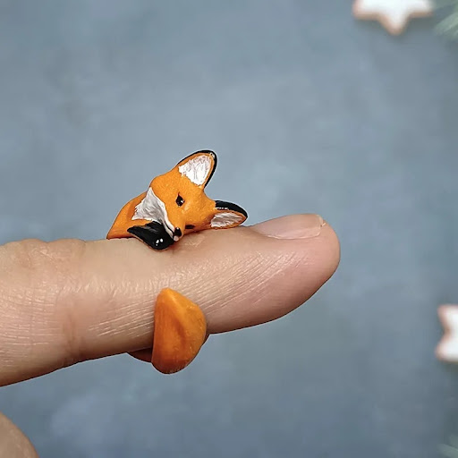 Title 1, Cute Fox Little Finger Ring for Women, Red Fox ...
