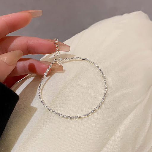 Title 1, Womens Silver Bracelet with Small Beaded Desig...