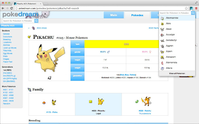 PokeDream Pokedex Pokemon Search