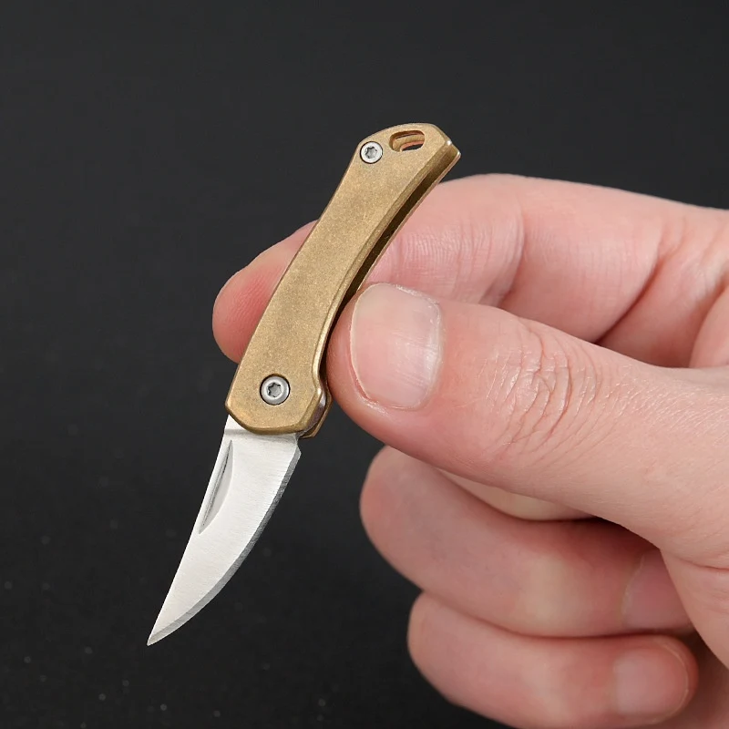 Retro Messing Rhino Mini A Opvouwbaar Mes, Scherp, Zelfverdediging, Compact en Handig voor Dagelijks Gebruik