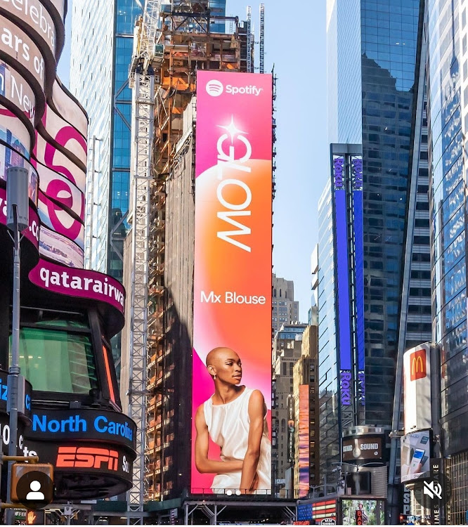 Spotify announced gender-fluid artist Sandile Ngubane as its GLOW Spotlight Artist. Ngubane was featured on a billboard in Times Square, New York.