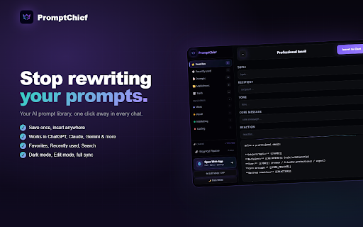 PromptChief — AI Prompt Manager for Every Chat screenshot 1
