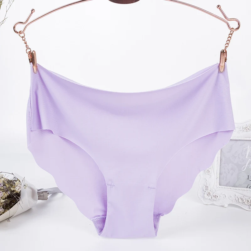 One Piece Ice Silk Seamless Wave Edge Sexy Candy Color Panties, Ultra-thin, Corrugated Low-rise Waistband for Comfort.