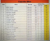 Cupcake Bliss menu 1