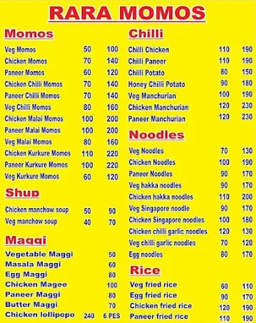 Rara Momos menu 