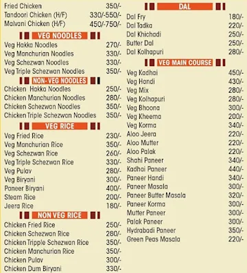 Samarth Hotel And Family Restaurant menu 