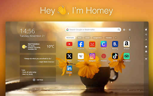 Homey: bookmarks new tab & wallpapers