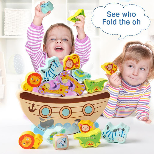 Title 3, Wooden Animals Balance Blocks Play for Children...