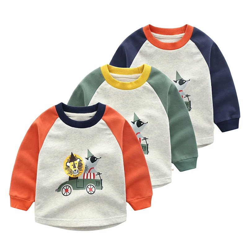 T-shirt en coton A épaissie pour enfants, motif dessin animé, douce et confortable, parfaite pour les jeux et activités quotidiennes des petits.