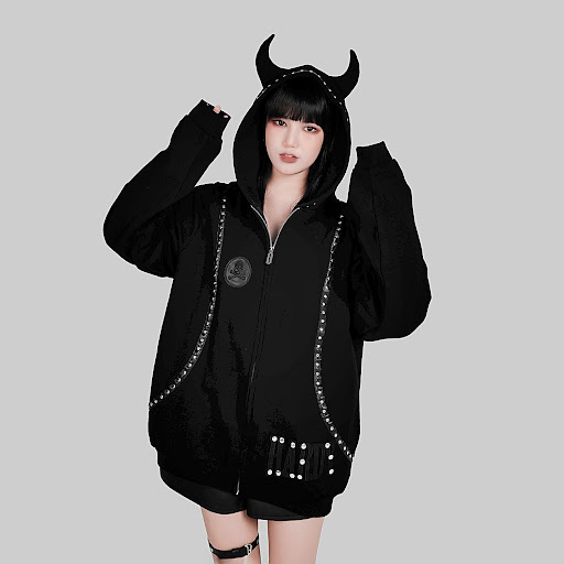 Title 6, Homemade Punk Rivet Decoration Big Devil Horn H...