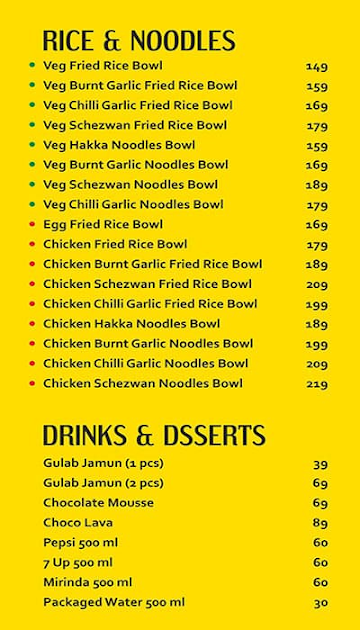 Big Bowl menu 