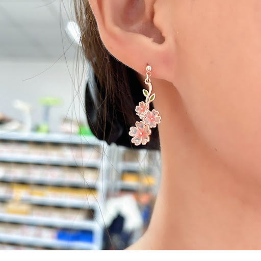 Title 12, Cherry Blossom Enamel Oil Drop Asymmetric AB Ea...