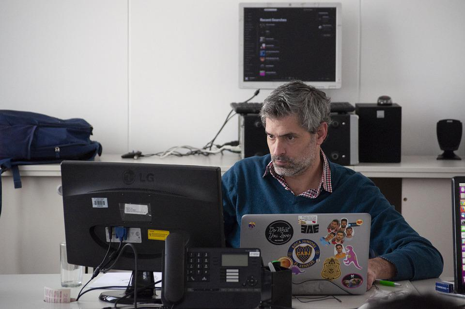 A man working on a computer